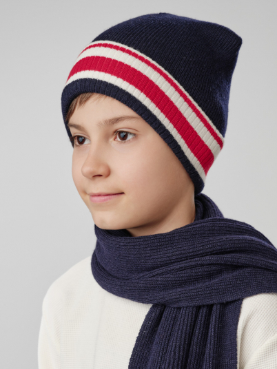 Шапка NOBLE PEOPLE, Полу RnB "Полоски на отвороте" т.син.