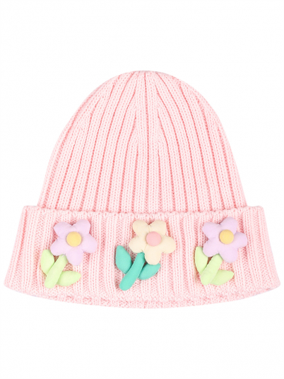 Шапка NOBLE PEOPLE, Беби "Объемные цветы" цв.св.роз.