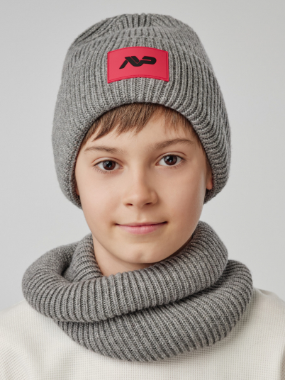 Шапка NOBLE PEOPLE Классик "Ластик 1х1" сер.