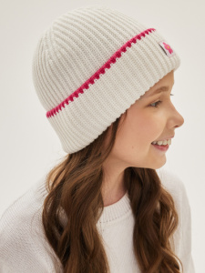 Шапка NOBLE PEOPLE, Классик  "Полоска на отвороте" цв.молоч.