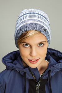 Шапка NOBLE PEOPLE цв. джинс/белый