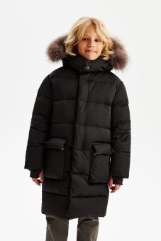 Пальто - пуховик с натуральным мехом PULKA